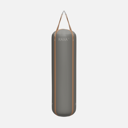 Raxa Leather Boxing Bag — Stainless Steel, Grey, Brown
