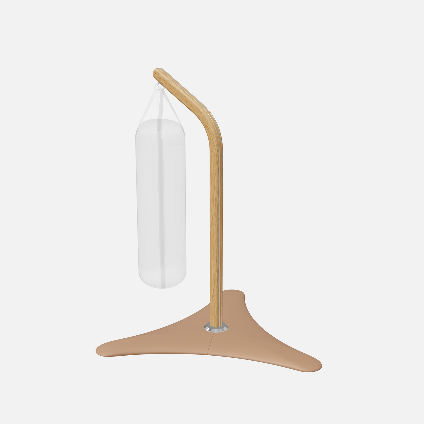 Raxa Stand | Luxurious Free-Standing Boxing Bag Stand — Stainless Steel, Natural Oak, Brown