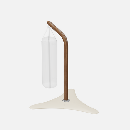 Raxa Stand | Luxurious Free-Standing Boxing Bag Stand — Stainless Steel, Natural Walnut, Beige