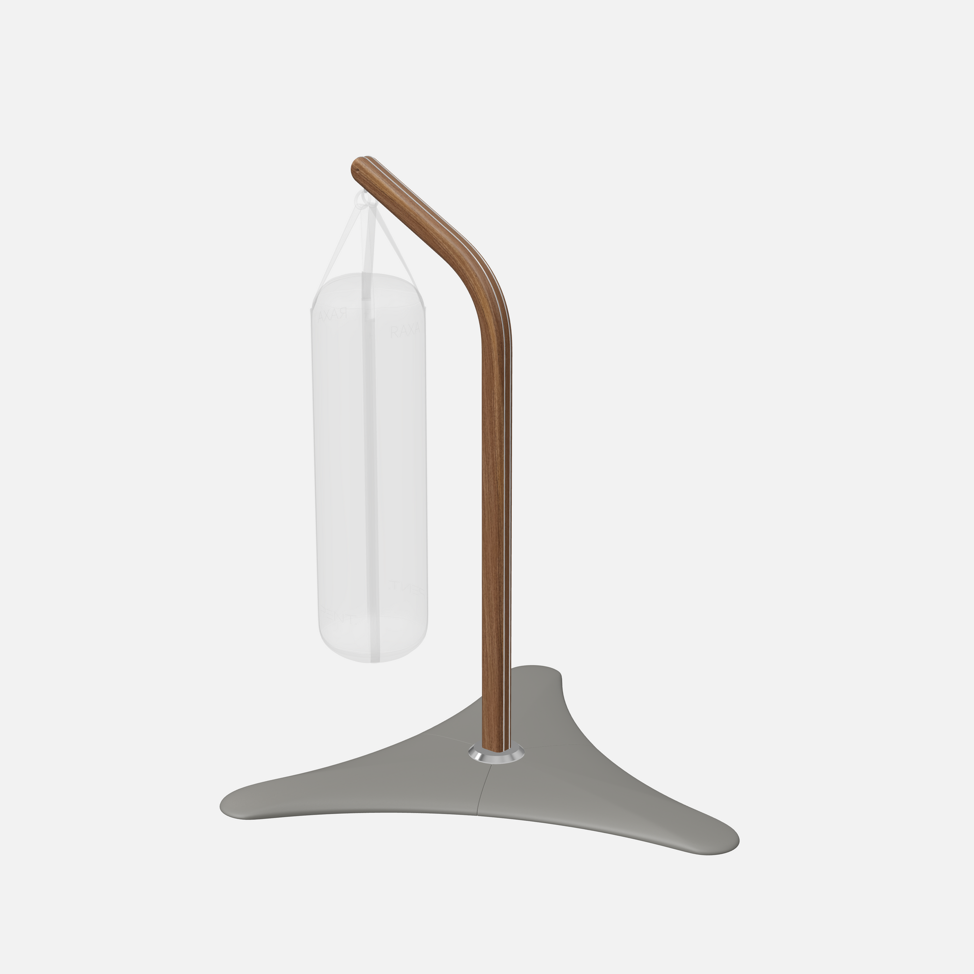 Raxa Stand | Luxurious Free-Standing Boxing Bag Stand — Stainless Steel, Natural Walnut, Grey
