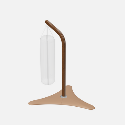 Raxa Stand | Luxurious Free-Standing Boxing Bag Stand — Stainless Steel, Walnut Ash, Brown